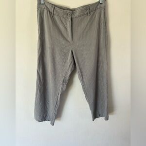 J. Jill Linen Stretch Light Grey Striped Cropped Wide Leg Pants Size 14 Petite